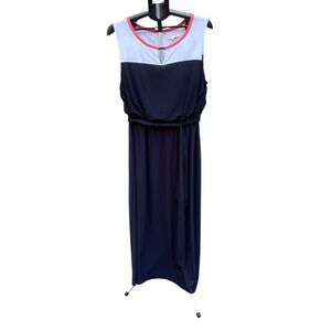 NWT Christopher & Banks Navy Blue Coral Maxi Dress Size XL